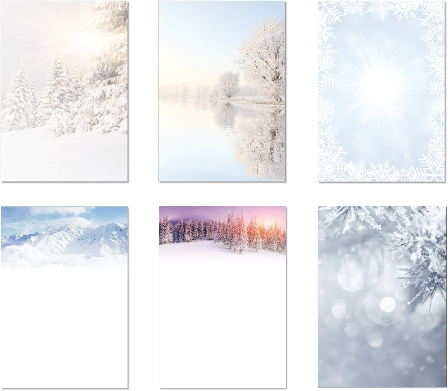 Briefpapier Set Motivpapier DIN A4 verschneite winterliche Landschaften (MPA-5244)