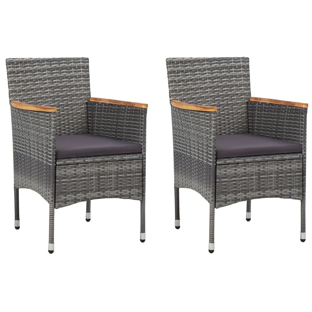 vidaXL Gartenstuhl Garten-Essstühle 2 Stk. Poly Rattan Grau (2 St)