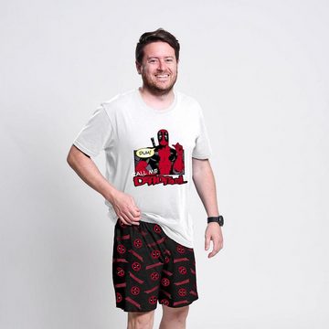 MARVEL Schlafanzug Marvel Deadpool Herren kurzarm Pyjama Shirt Shorts Gr. S bis XXL