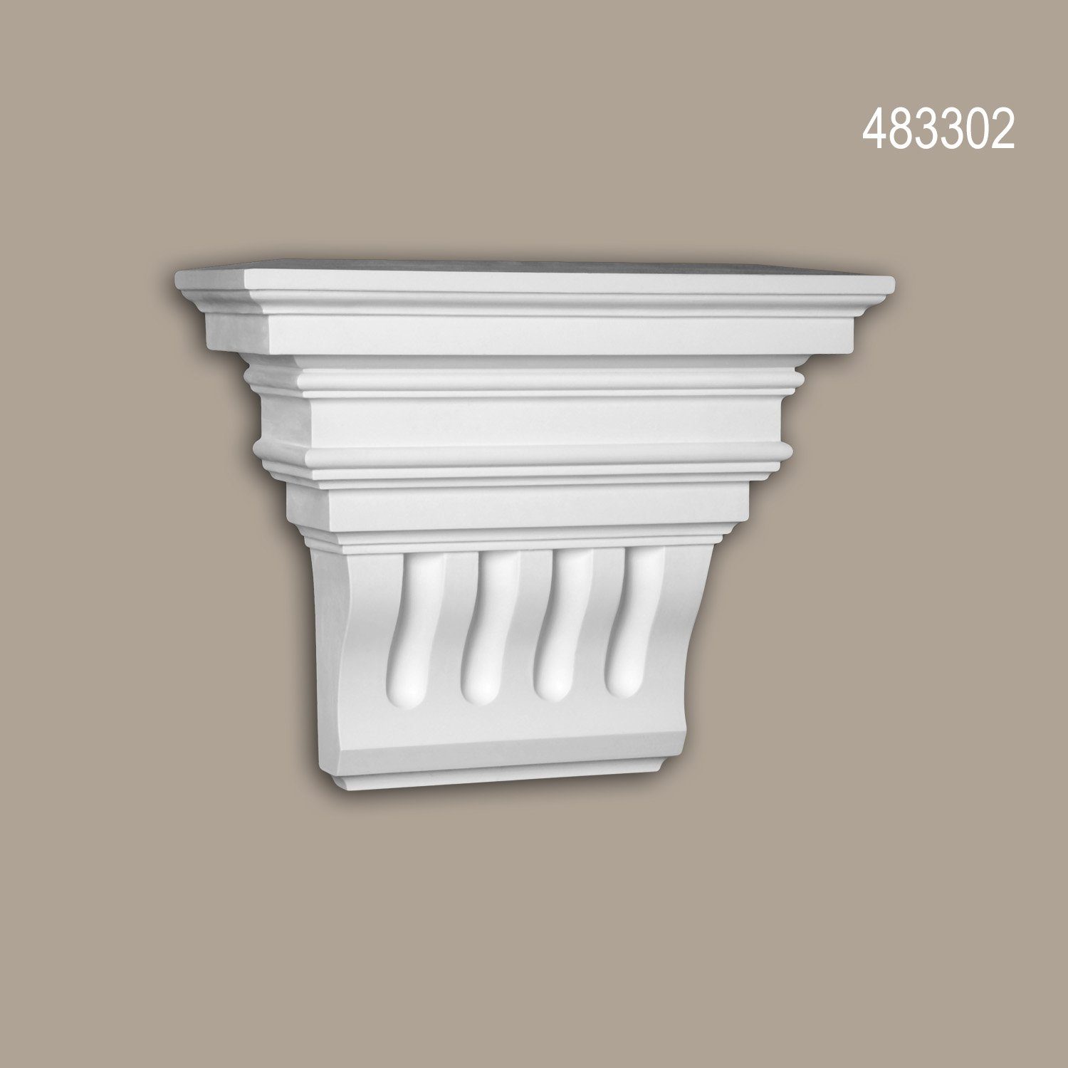 Stil: Zierelement, Wanddekoobjekt Außenstuck, St., (Konsole, Fassadenelement), vorgrundiert, 1 Korinthisch für 483302 Fassadendekoration, weiß, Profhome