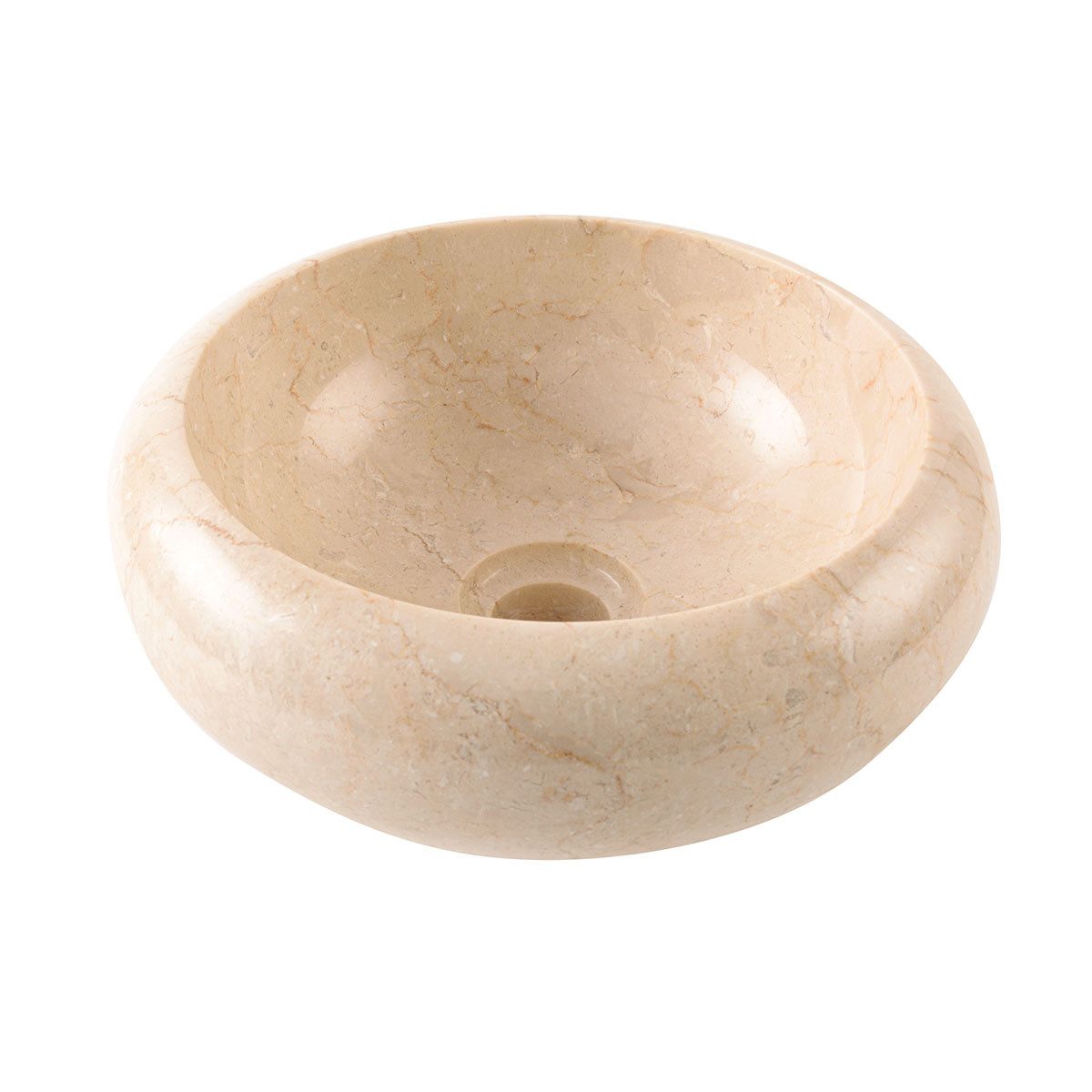 wohnfreuden Aufsatzwaschbecken Marmor Waschbecken Asbak mini 30 cm poliert creme (Kein Set), 7_93923