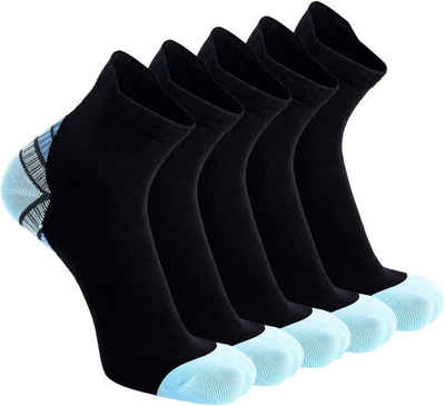 Alster Herz Freizeitsocken 5 Paar Sportsocken mit Kompression, unisex, schwarz-blau,A0530 (5-Paar) Ideal für Reisen oder Sportaktivitäten