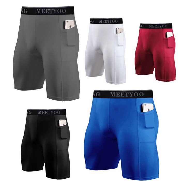 MEETYOO Boxershorts Herren Kompressionsshorts (Tight Shorts Fitness Laufhose Shorts) Funktions Leggings Radfahren Sportshorts