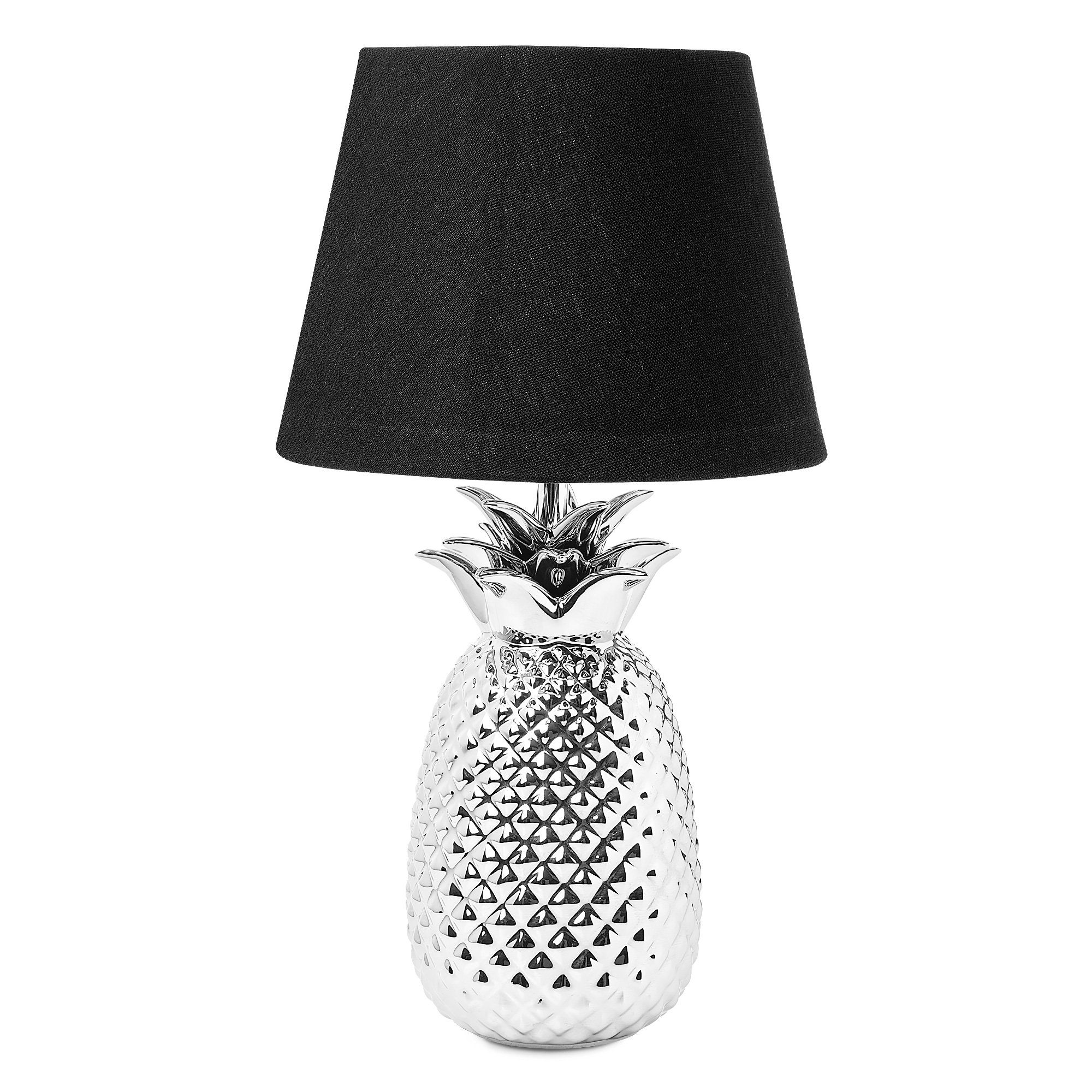Navaris Tischleuchte Tischlampe Ananas Dekolampe hoch - E27 Silber 40cm Gewinde Design mit 