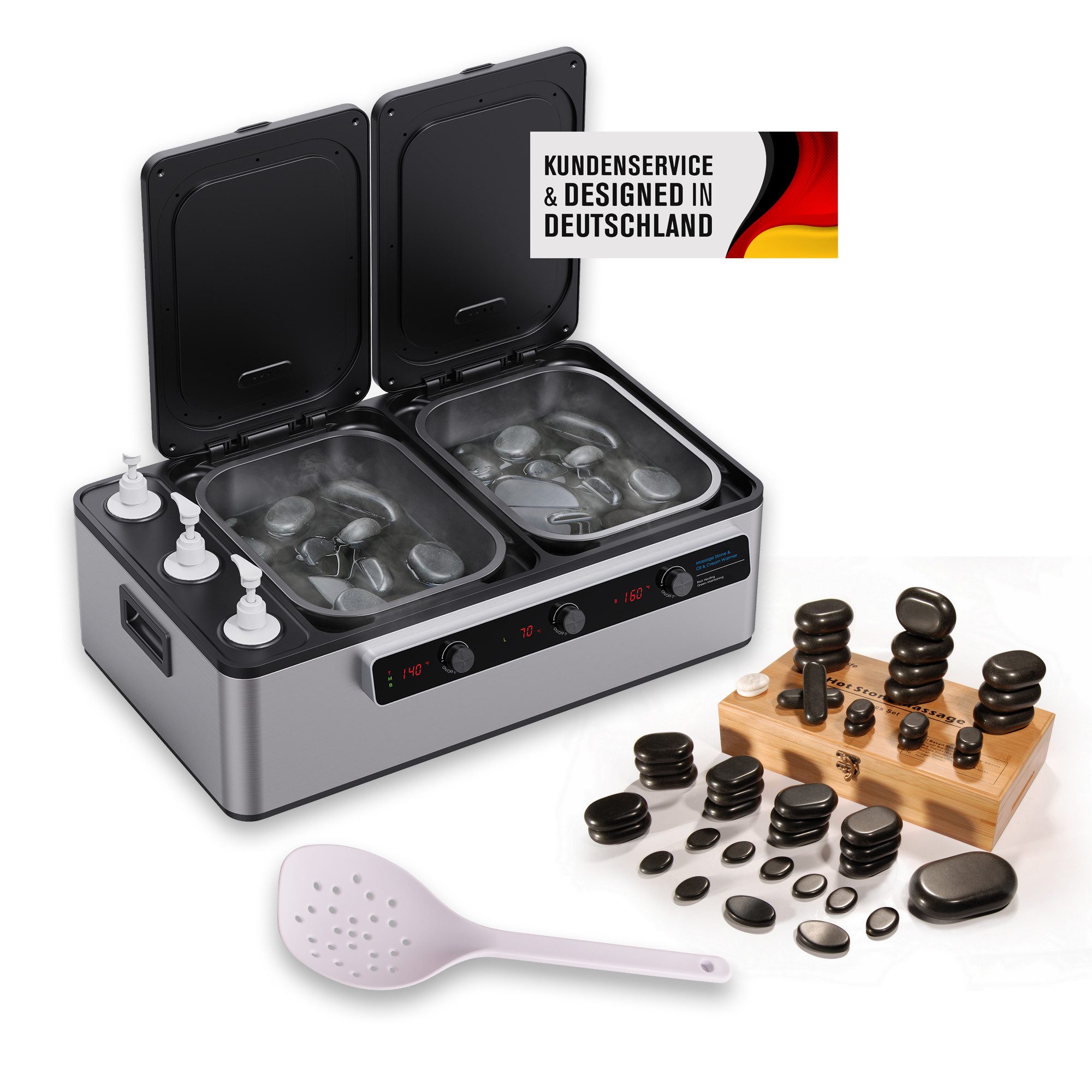 Massagegerät Hot Stone Wärmegerät, Profi 2-in-1 Heizgerät für Massagesteine & Öl