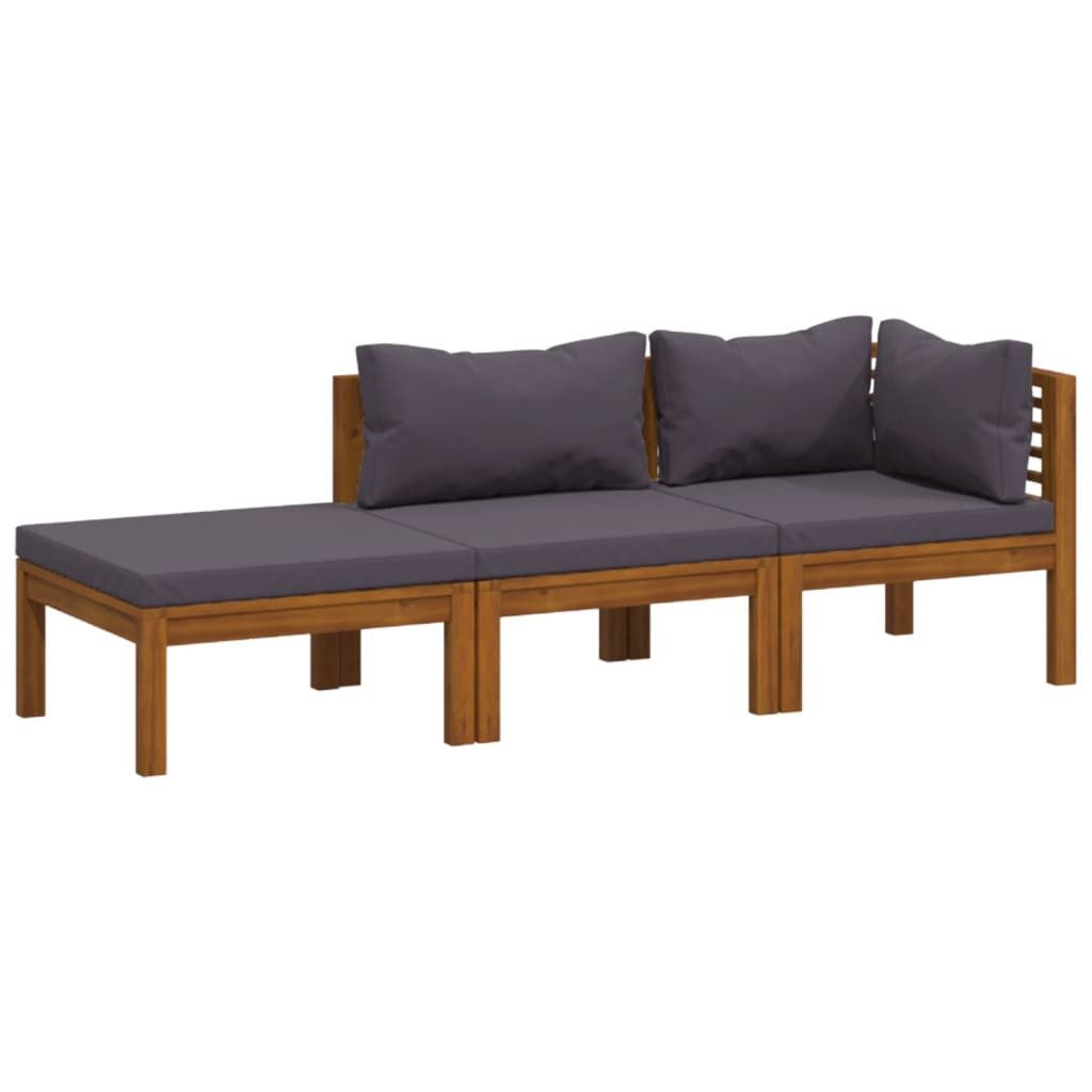 vidaXL Gartenlounge-Set 3-tlg. Garten-Lounge-Set mit Auflagen Massivholz, (1-tlg)