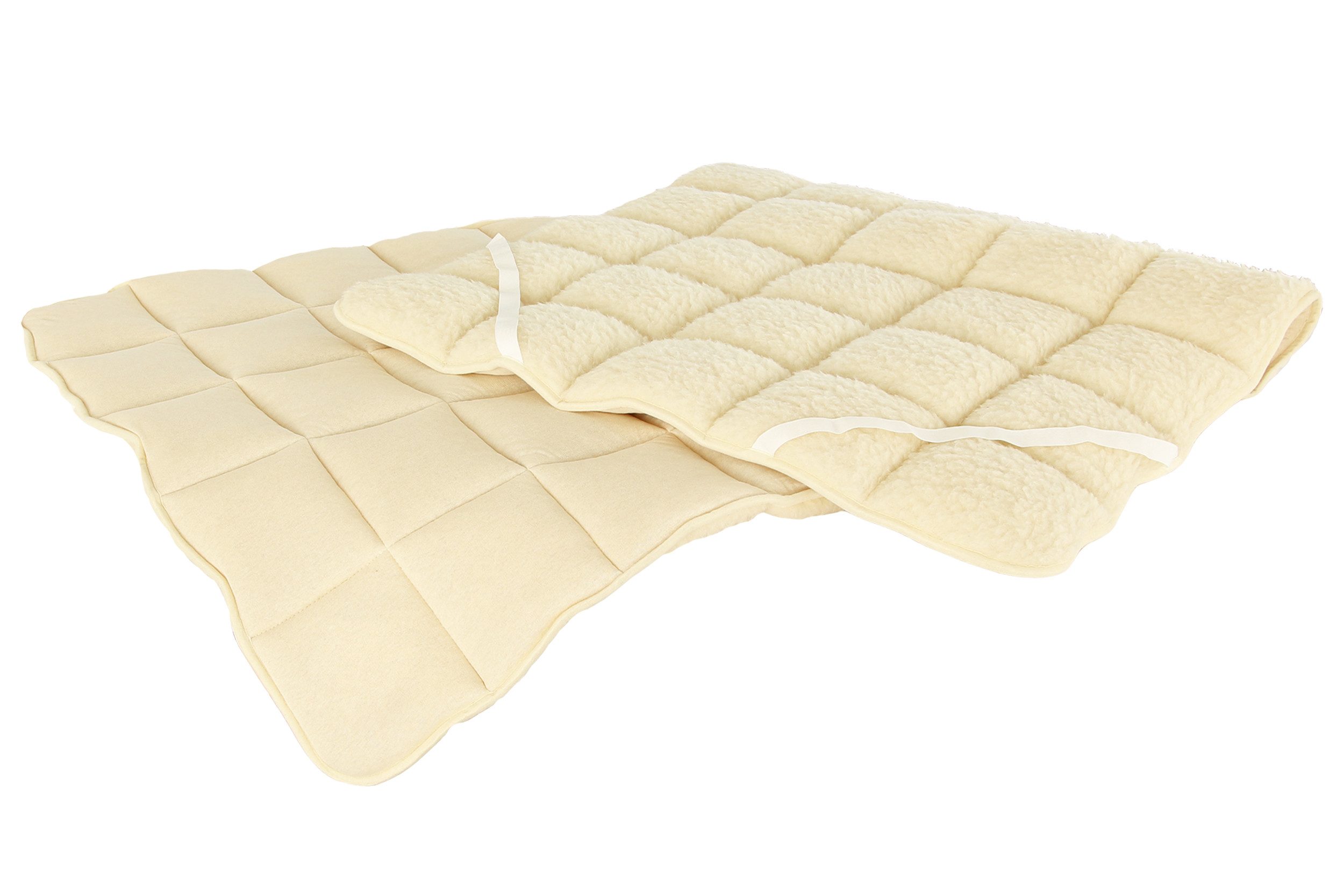 Matratzenauflage, Spannauflage Lammflor mit Schafschurwoll-Füllung Irisette, wärmend und temperaturausgleichend, perfekt für Naturliebhaber