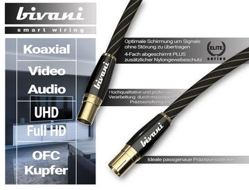bivani Premium Koaxial Antennenkabel M/F SAT-Kabel, IEC Stecker, IEC Buchse (100 cm), Koaxialkabel, Fernsehkabel, Kabelfernsehen, Radio, DVB-T, DVB-T2, DVB-C, DVB-S, DVB-S2, FullHD, UltraHD, UHD