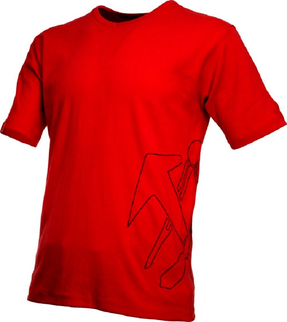 JOB T-Shirt JOB-Dachdecker-RIPP-T-Shirt schwarz mit V-Ausschnitt rot