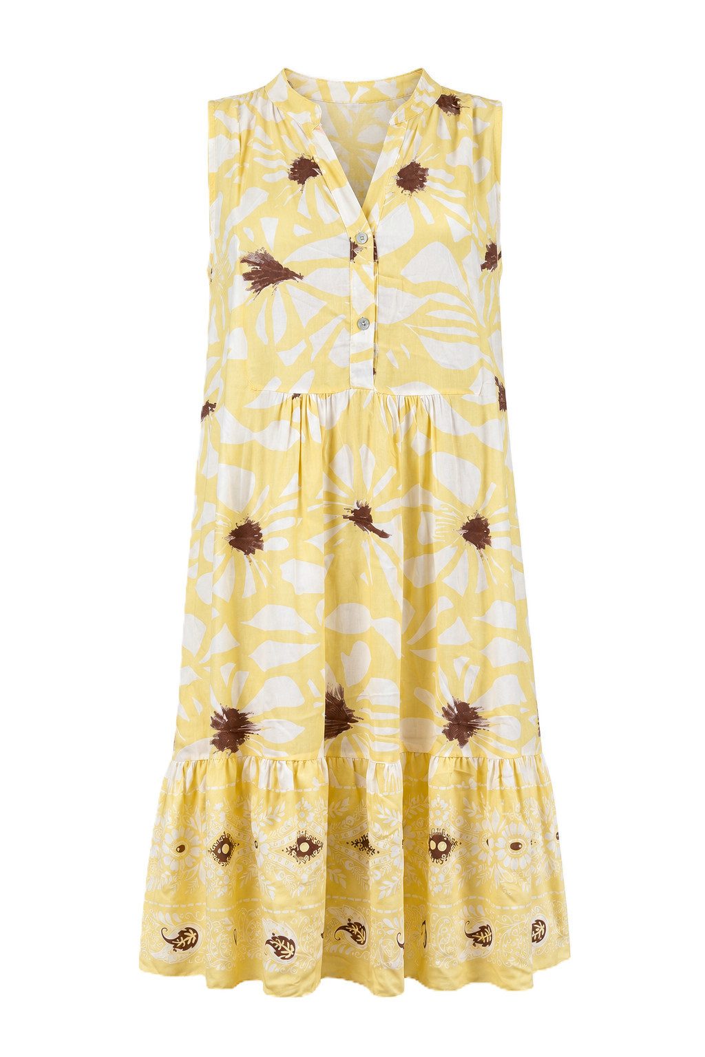 ITALY VIBES Sommerkleid - geblümtes Midikleid Ärmellos - sommerliches Kleid Damen ONE SIZE - passend von Größe S bis L