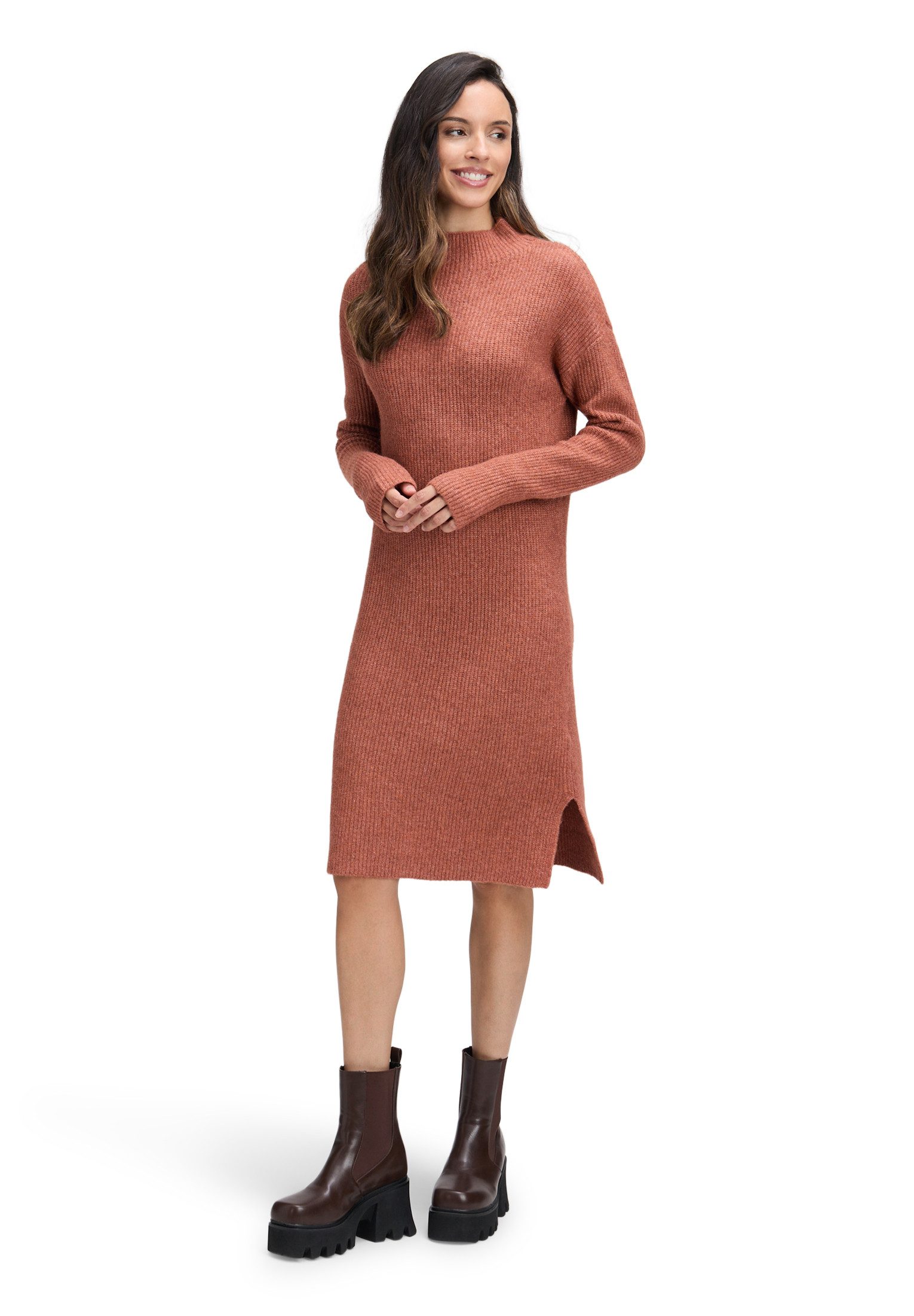 Cartoon Strickkleid Damen mit Stehkragen