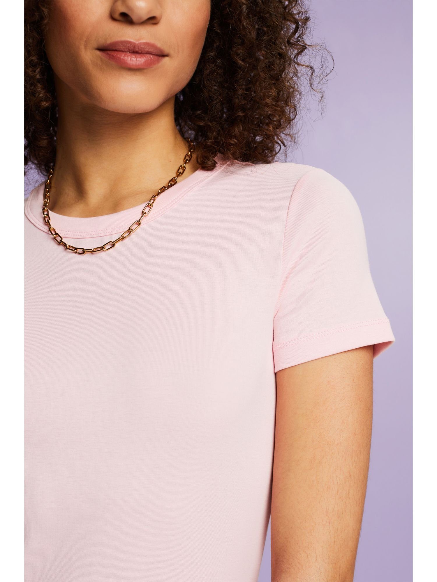 Kurzärmliges PASTEL PINK Esprit (1-tlg) Baumwoll-T-Shirt T-Shirt