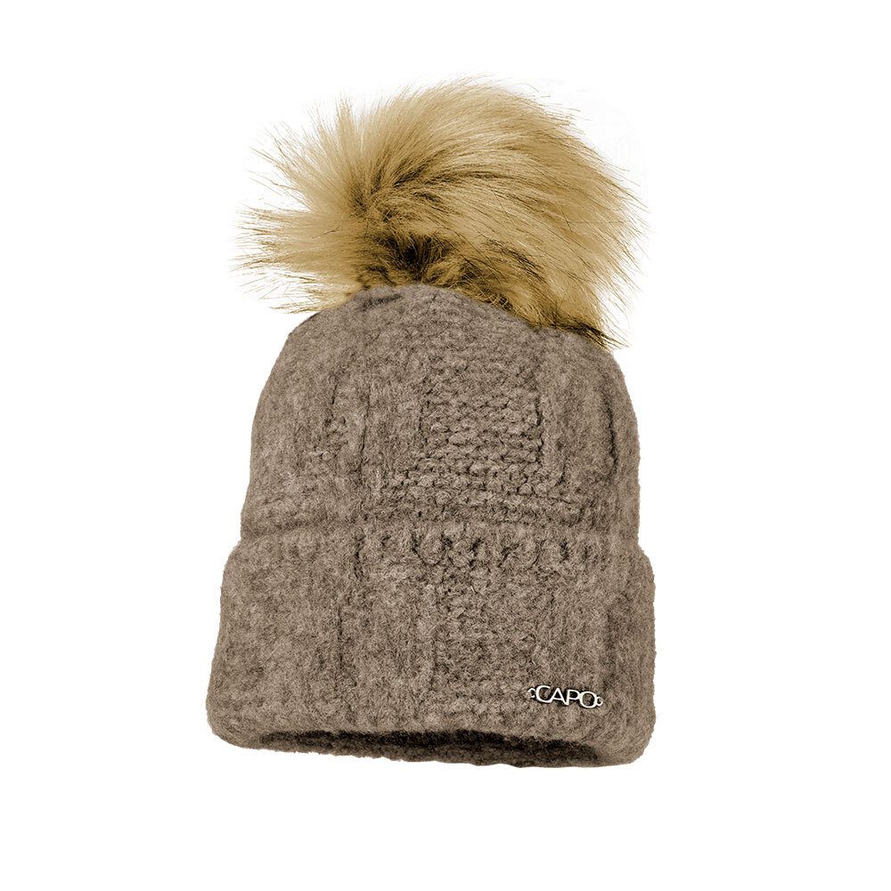 CAPO Strickmütze Strickmütze, soft Kunstfellpompon (1-St)