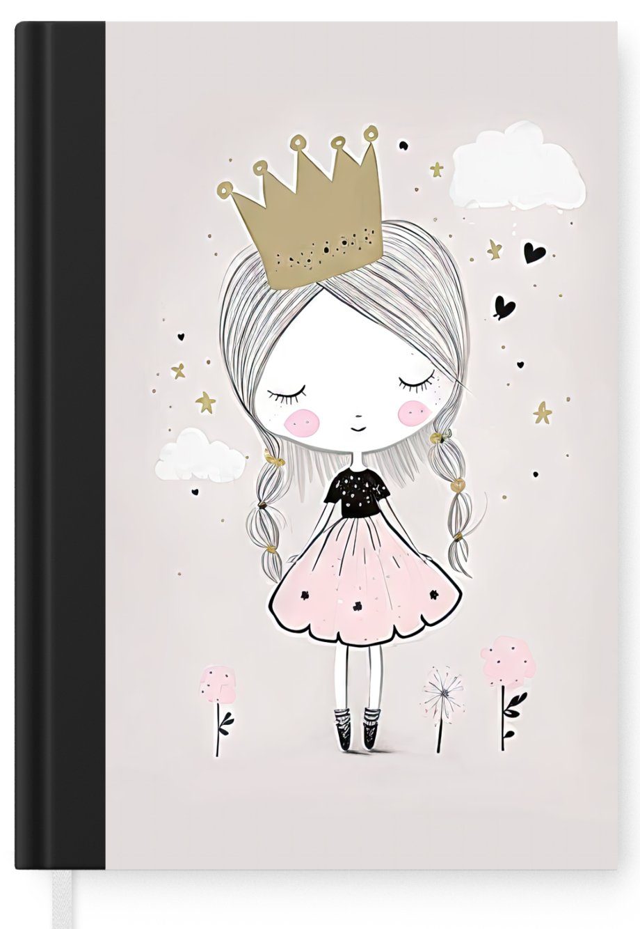 - Haushaltsbuch Prinzessin Mädchen 98 Krone Journal, Blumen - Tagebuch, A5, Seiten, Notizheft, - Sterne, Notizbuch - Merkzettel, MuchoWow