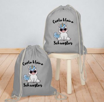 Shirtracer Turnbeutel Coole kleine Schwester mit Einhorn, Geschwister Schwester Geschenk