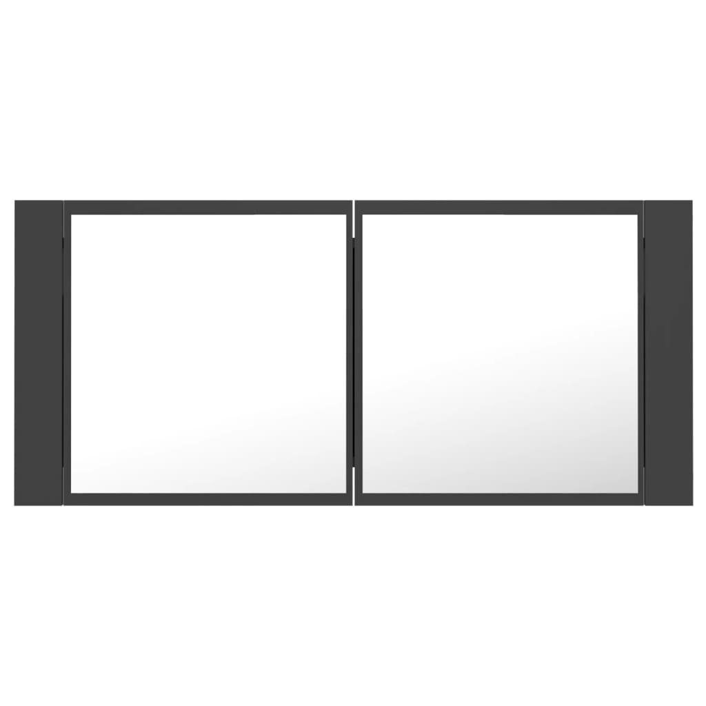 vidaXL Badezimmerspiegelschrank LED-Bad-Spiegelschrank Grau (1-St) cm 100x12x45 Acryl