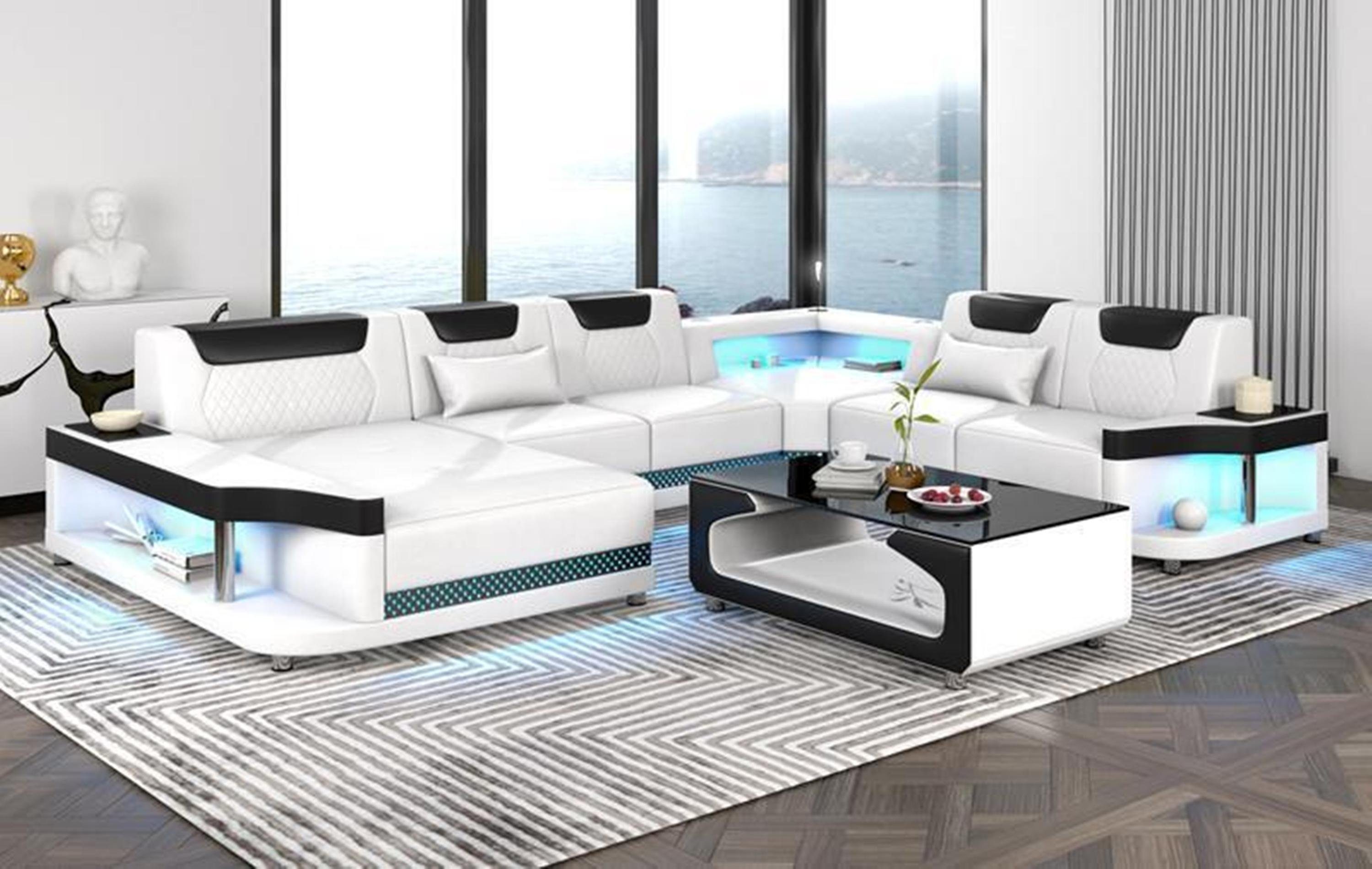 JVmoebel Ecksofa Ecksofa U Form+Couchtisch Modernes Polster Wohnzimmer Möbe günstig online kaufen