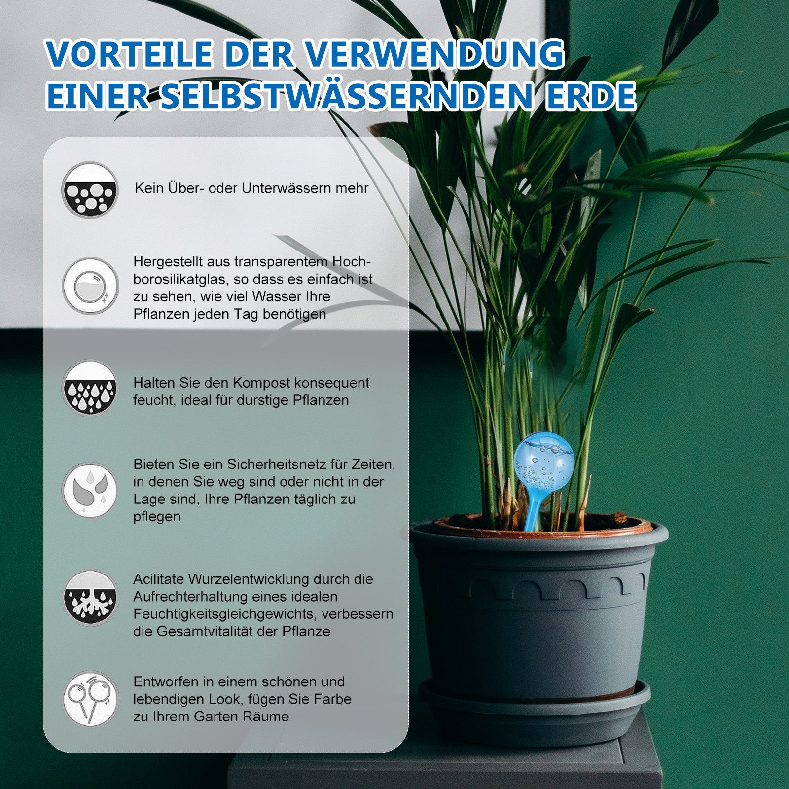 BlingBin Bewässerungskugel 8 Stück automatische Bewässerungssystem Wasserkugel-Bewässerungsgerät, Topfpflanzen Selbstbewässerung PVC Bewässerung-Kugeln Wassersp – Bild 3 von 5