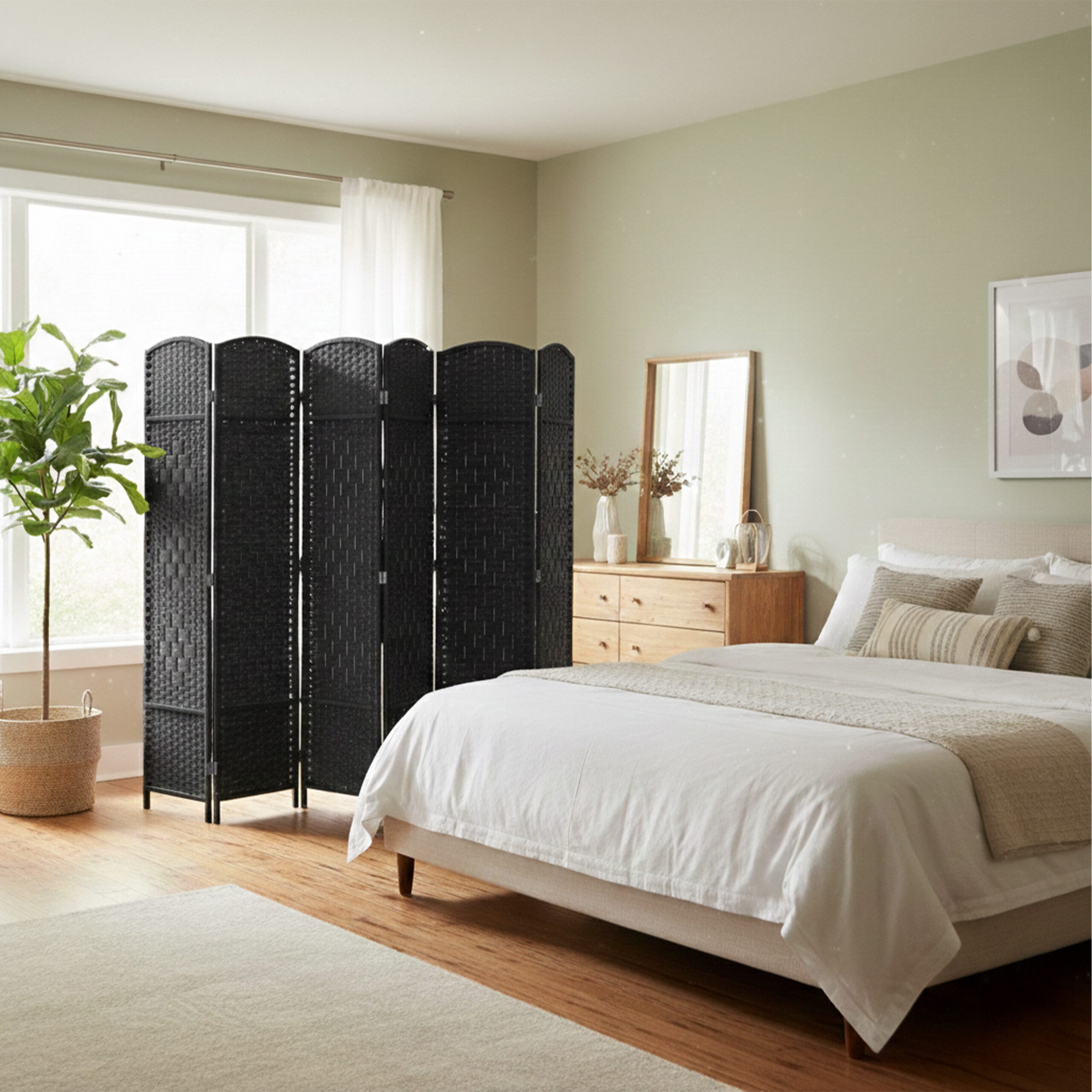 relaxdays Paravent Raumteiler 6 teilig, schwarz