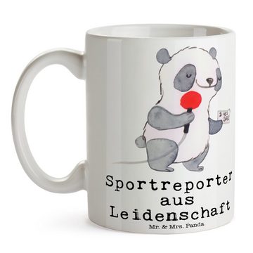 Mr. & Mrs. Panda Tasse Sportreporter Leidenschaft - Weiß - Geschenk, Arbeitskollege, Tasse M, Keramik, Exklusive Motive