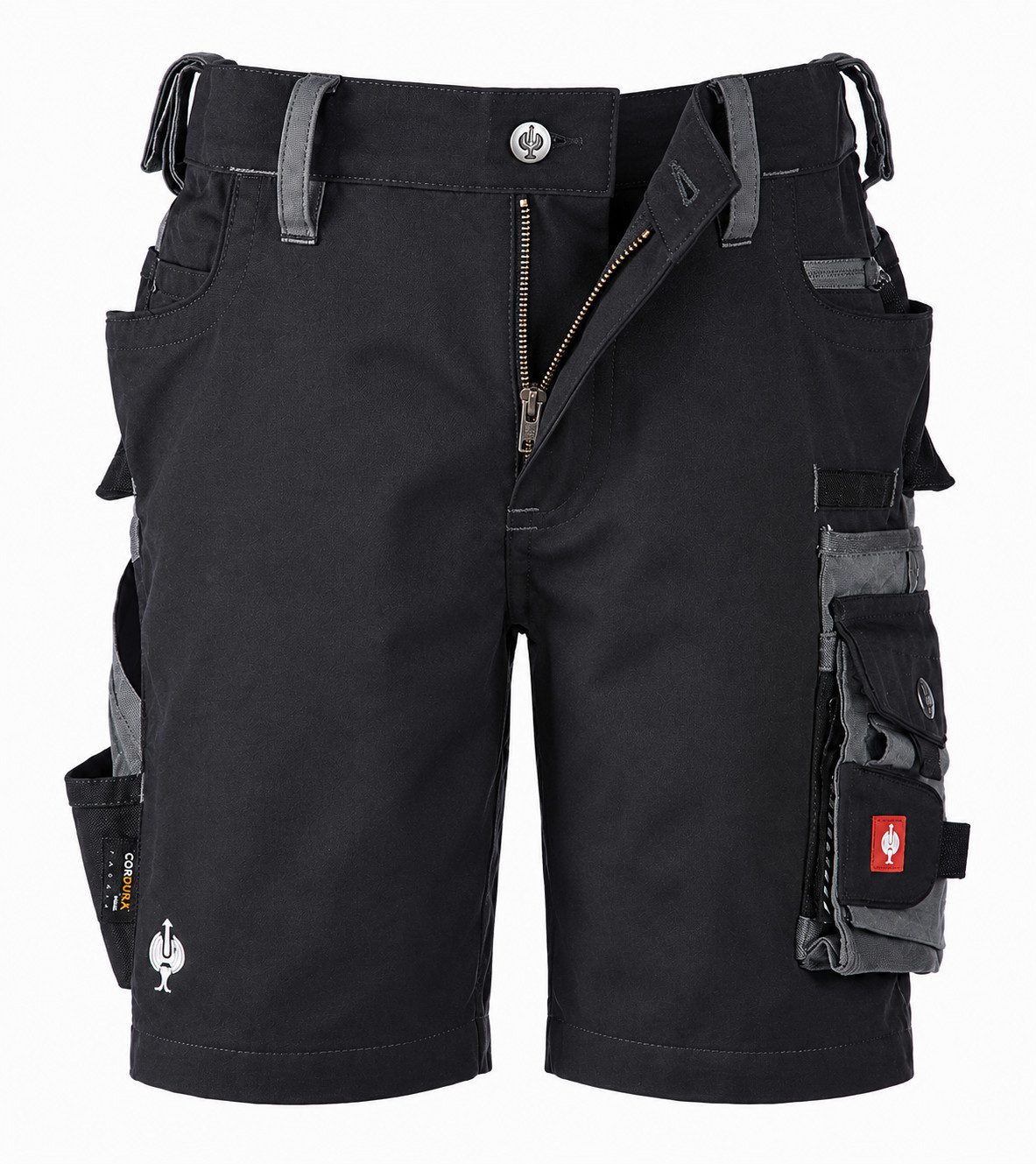 Engelbert Strauss Shorts Kinder Outdoor Shorts e.s.motion graphit/zement mit vielen Taschen Robuste Kinder-Workwear, verstellbarer Elastikbund, 8 Funktionstaschen