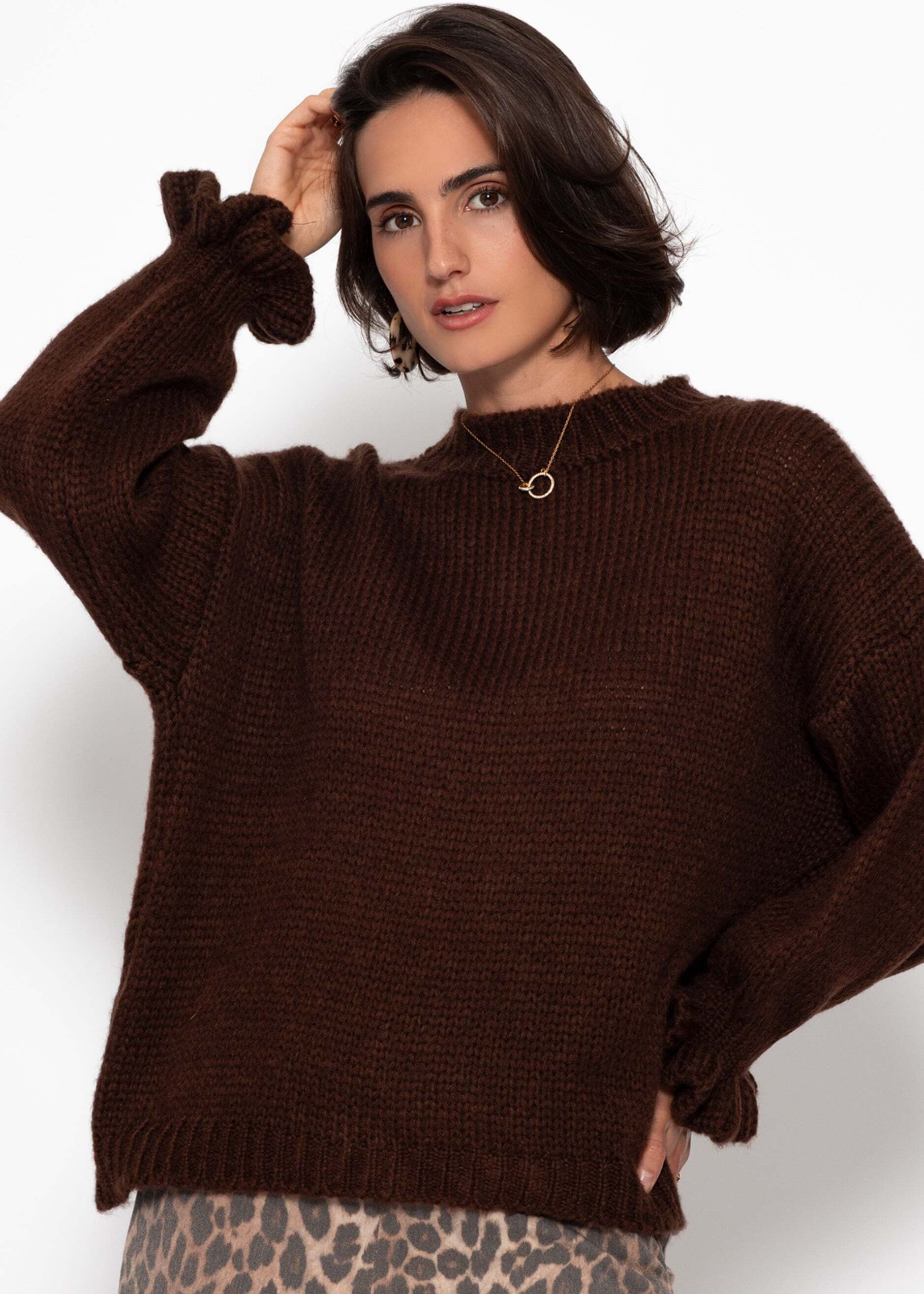 SASSYCLASSY Strickpullover Pullover mit Volantärmeln für Damen Weicher Stri günstig online kaufen