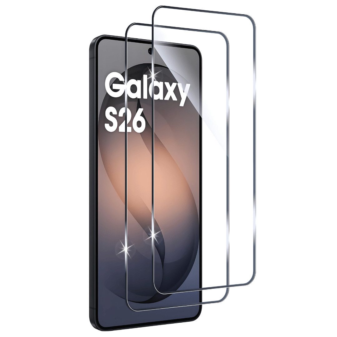 SmartUP Displayschutzglas 2X Schutzglas für Samsung Galaxy S26 Display Panzerfolie Full Screen für Samsung Galaxy S26, 2 Stück, Rundumschutz, passgenaue Verarbeitung