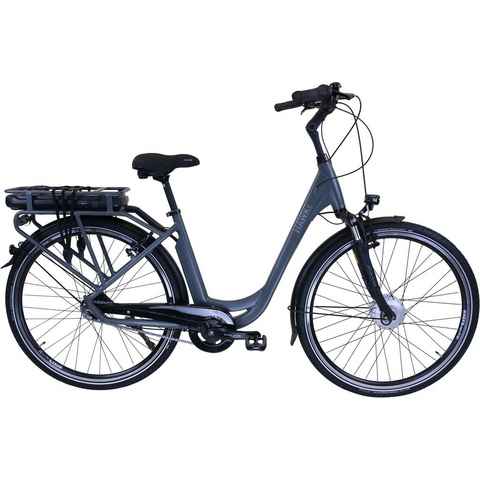HAWK Bikes E-Bike HAWK eCity Wave BAFANG, 7 Gang Shimano Nexus 7G Schaltwerk, Nabenschaltung, Frontmotor, 418 Wh Akku, Pedelec
