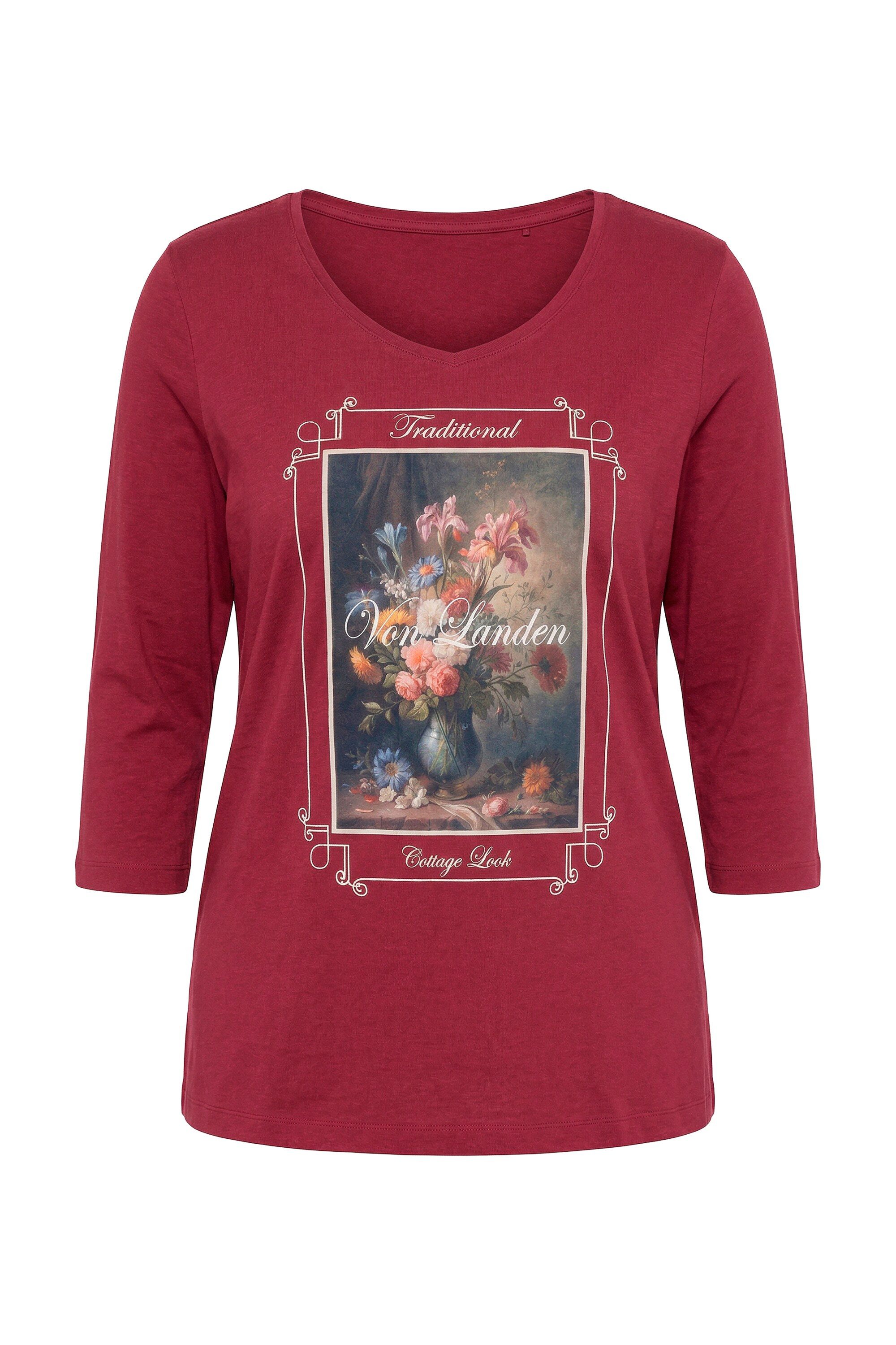 Ulla Popken T-Shirt Shirt Stickerei Classic Carré-Ausschnitt 3/4-Arm