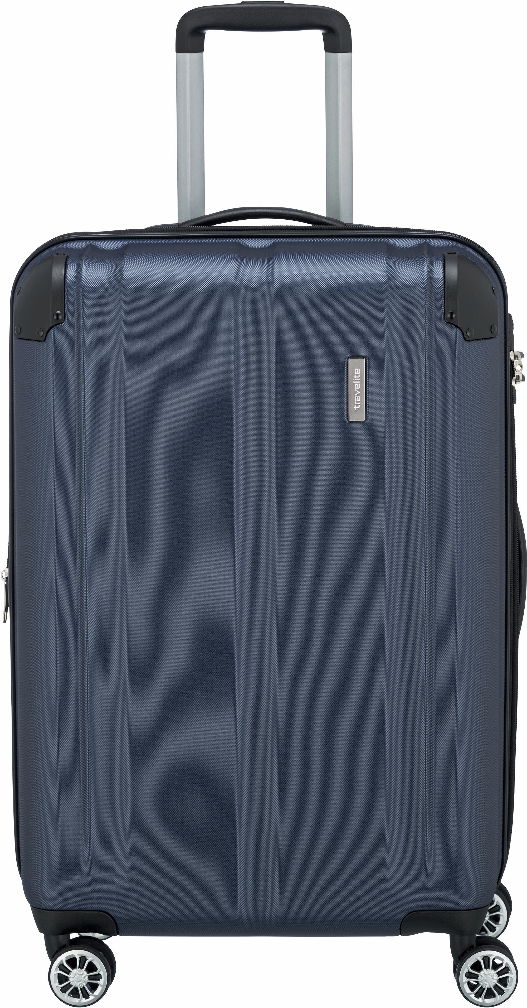 travelite Hartschalen-Trolley CITY, verschiedene Größen und Farben, 4 Rollen, Reisegepäck Koffer Volumenerweiterung TSA-Schloss Volumenerweiterung