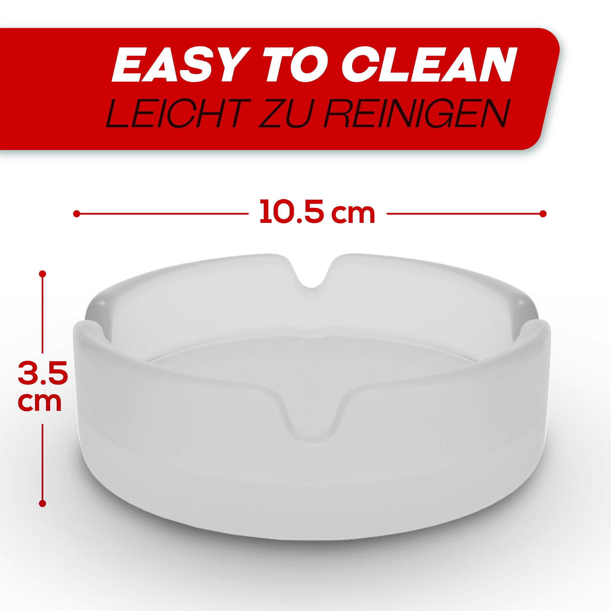 Praknu Aschenbecher Aschenbecher Glas Matt Rund - 6er Set - Spülmaschinenfest - Stapelbar, Stapelbar - 4 Ablagestellen - Spülmaschinenfest - Rund 11cm