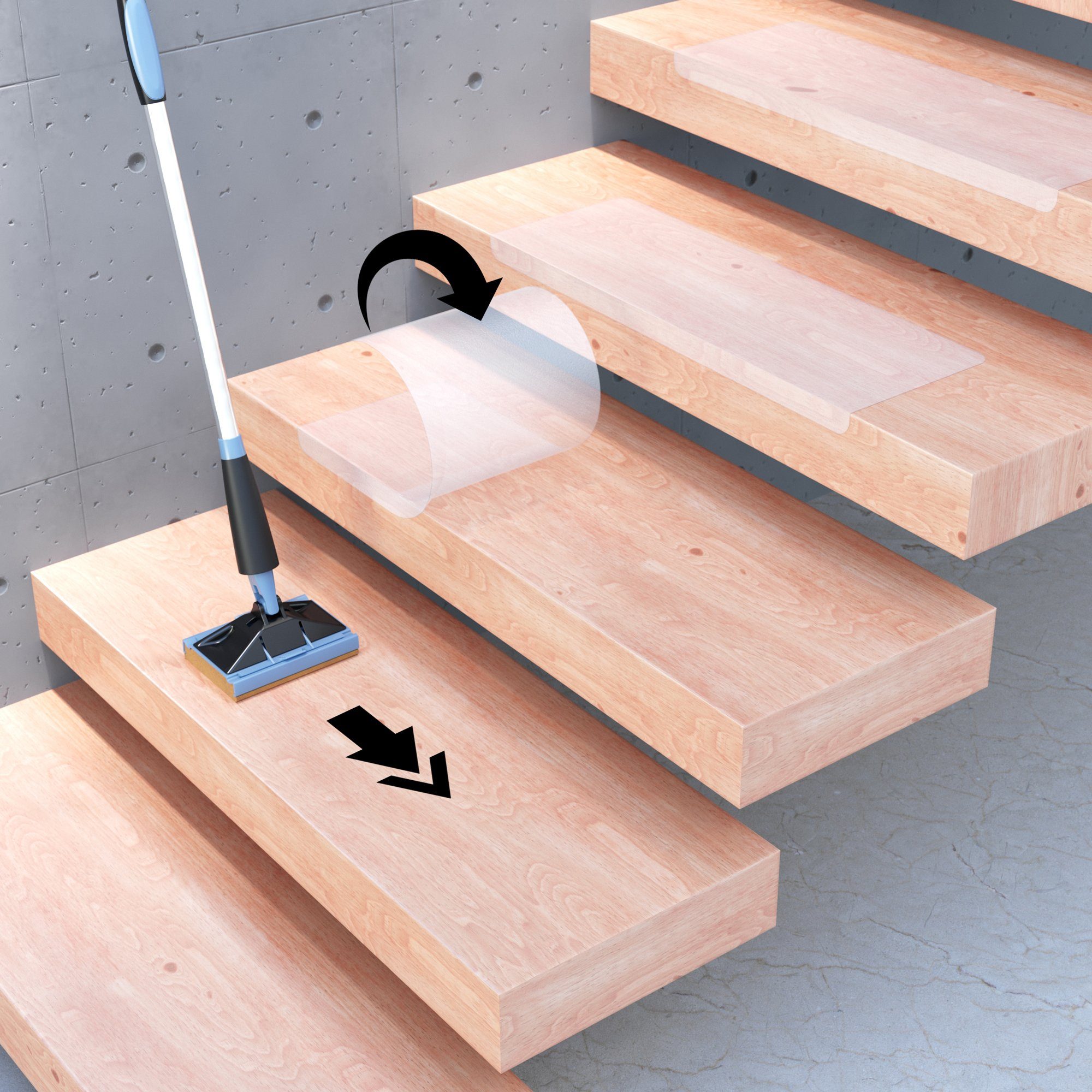 Stufenmatte Treppenschutz transparent und selbstklebend, sossai®, Rechteck,  20 x 65 cm, 13St.