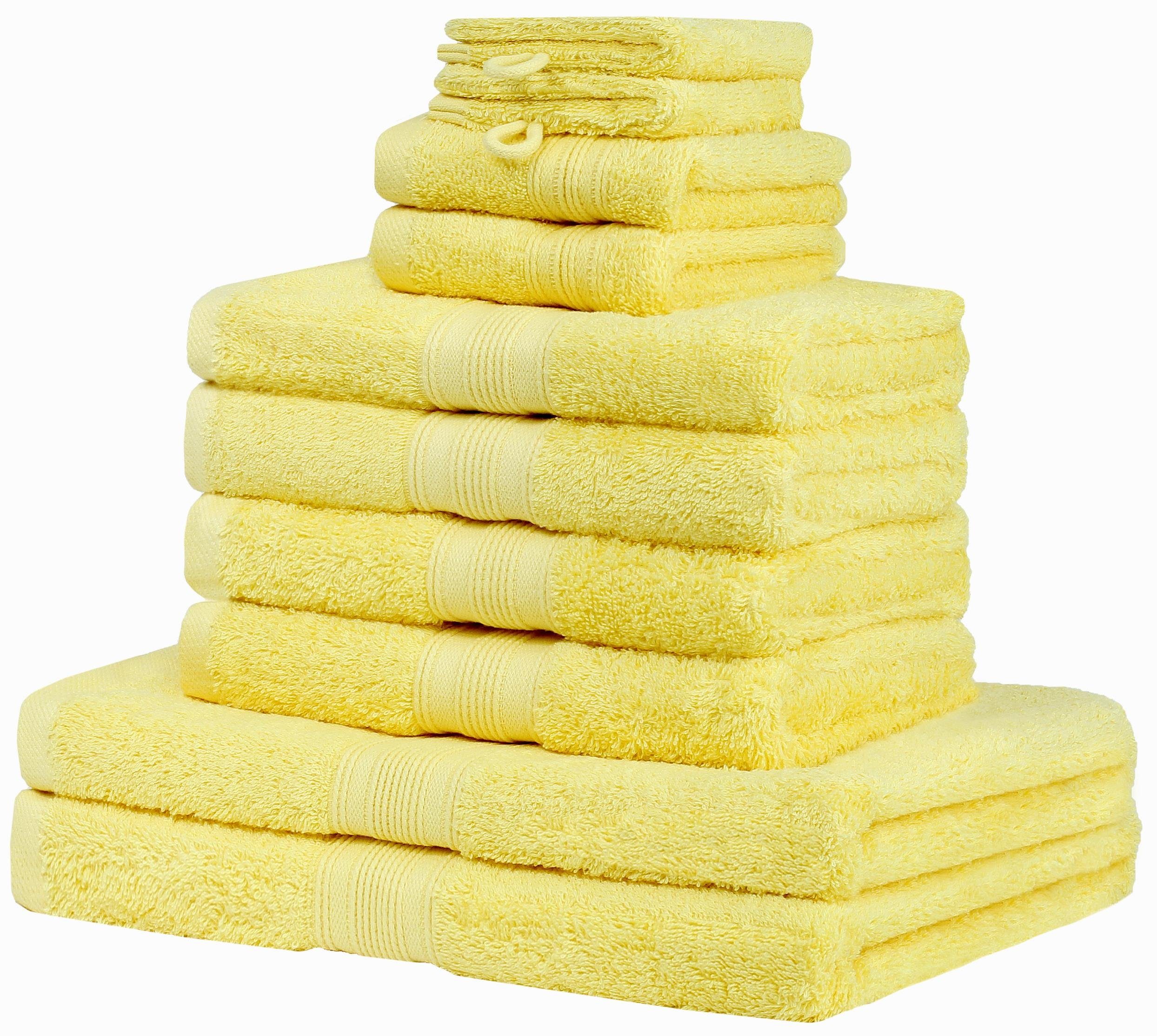 2X Baumwolle, Gelb Handtuch-Set Set 100% 2X Gästetücher, (10-tlg), Handtuch 2X 4X 10tlg. NatureMark Duschtücher, Handtücher, Waschhandschuhe 500gsm,