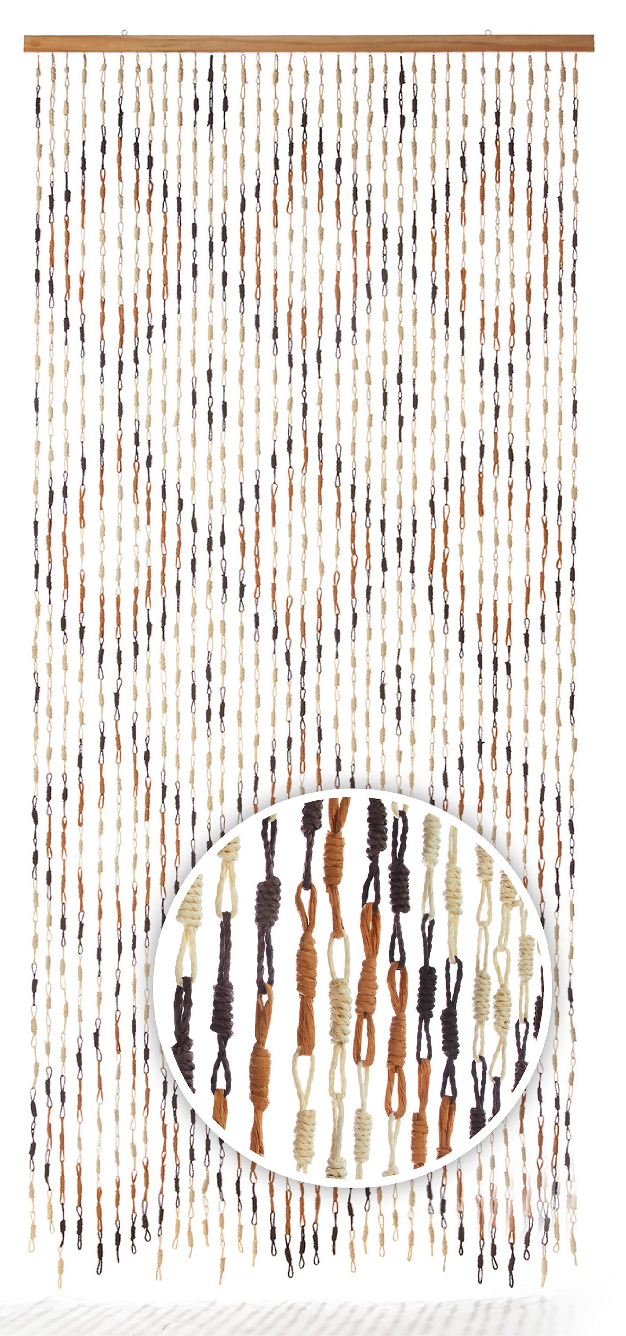Vorhang TIE Papiervorhang - Kobolo, 90x200 Papier, - St) Türvorhang (1 - Ösen cm braun