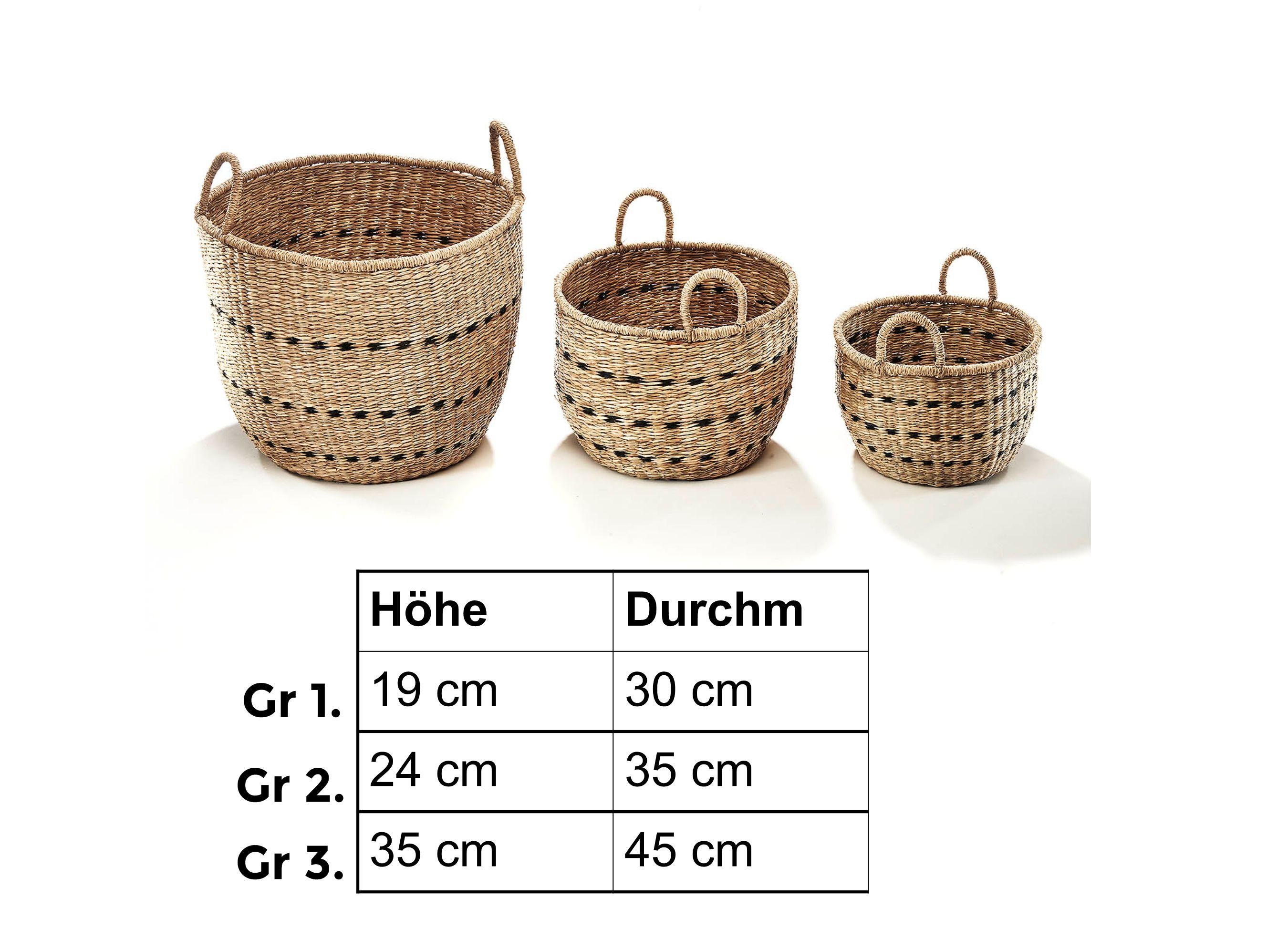 Kobolo Aufbewahrungskorb Dekokorb Set aus Seegras mit Griffen günstig online kaufen