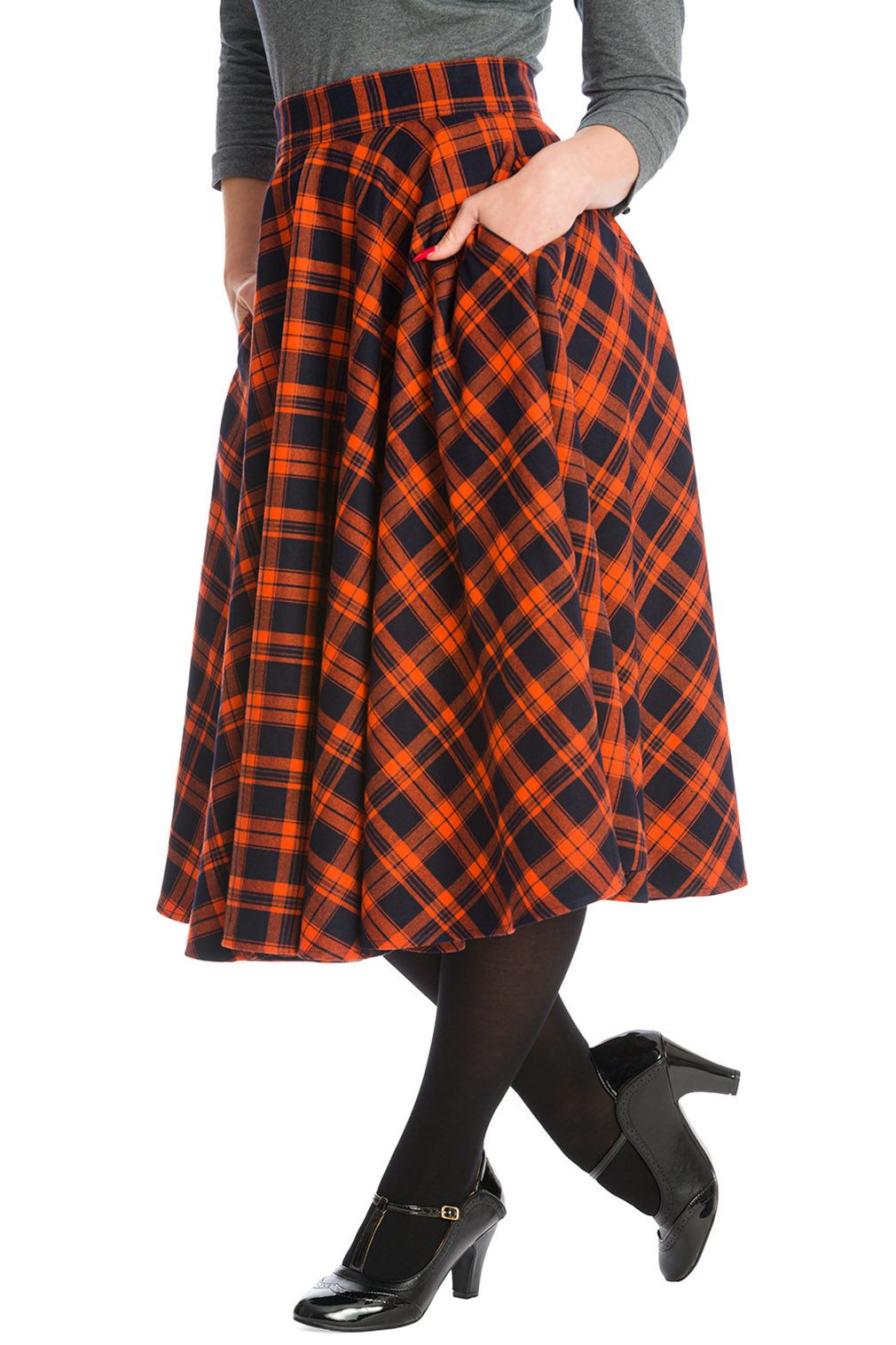 Banned A-Linien-Rock Miss Spook Swing Skirt Vintage Kariert A-Linie Rock 50 günstig online kaufen