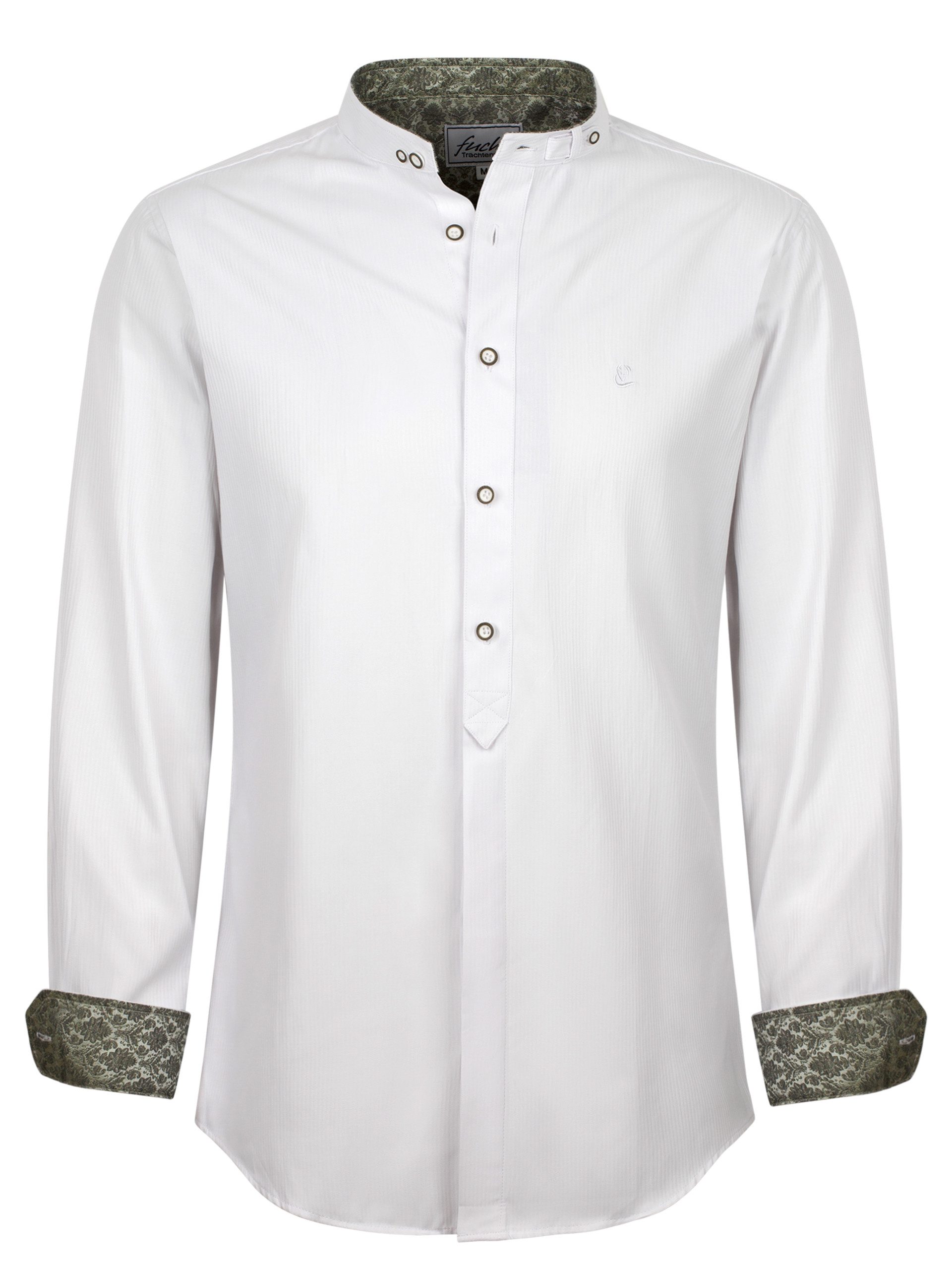 FUCHS Trachtenhemd Trachtenhemd Walter weiß-tanne mit Stehkragen günstig online kaufen