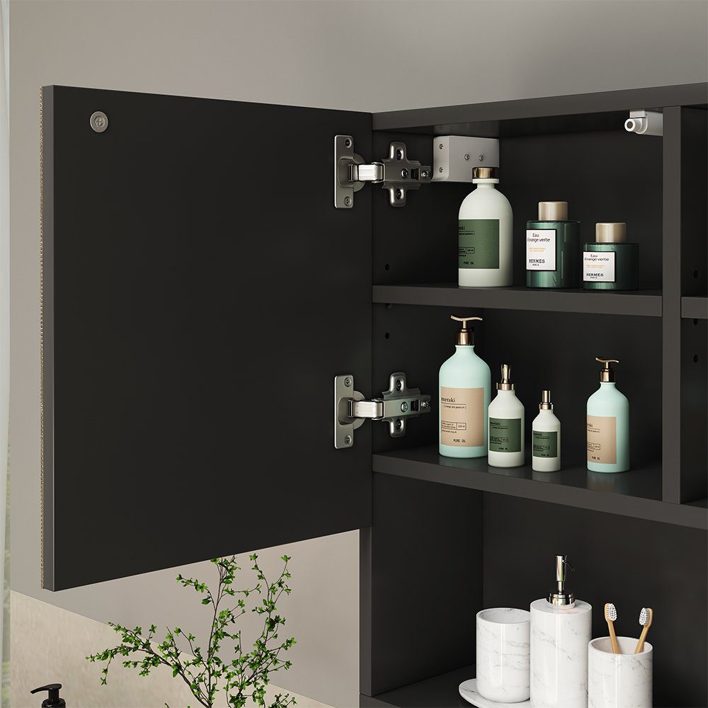 Schwarz/Weiß Badmöbel schwarz-weiß EDGE Badezimmerspiegelschrank Vicco | schwarz
