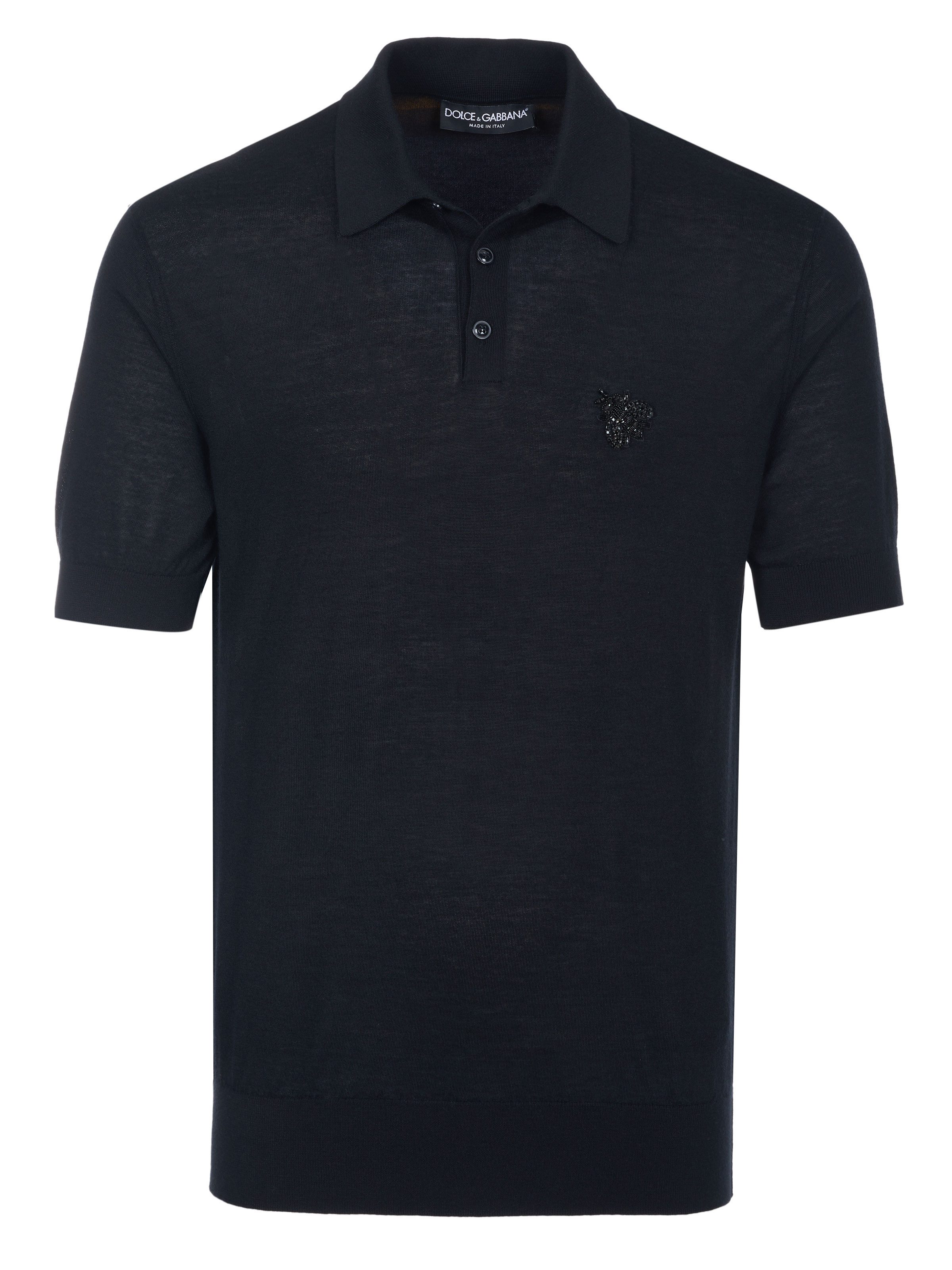 DOLCE & GABBANA Poloshirt Dolce & Gabbana Henley Strickpolo schwarz