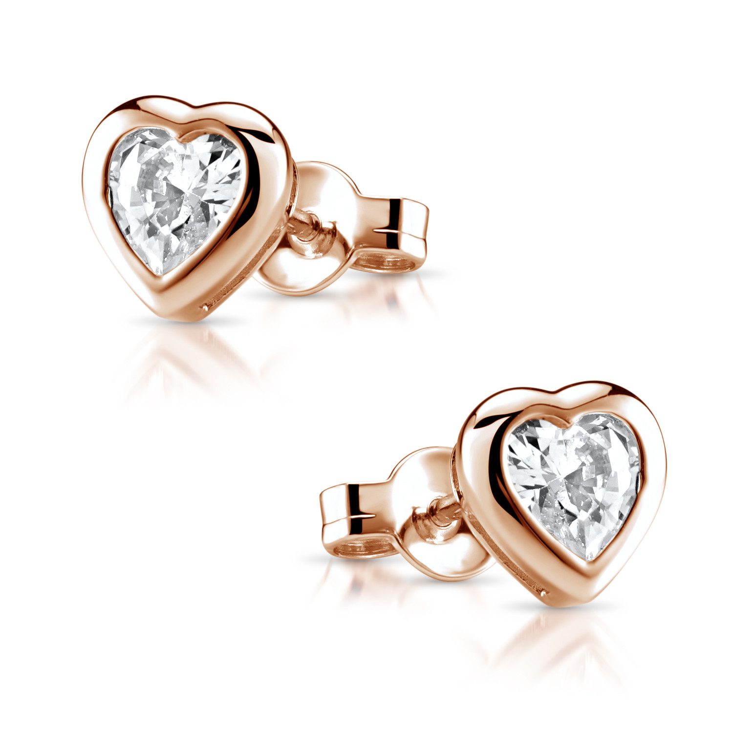 Materia Paar Ohrstecker Herz Rosegold Zirkonia Weiß SO-11, Sterlingsilber, rosevergoldet