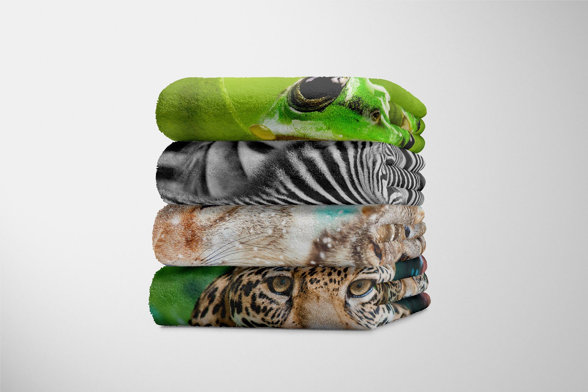 Sinus Art Handtücher Handtuch Strandhandtuch Baumwolle-Polyester-Mix Tiermotiv zwei mit Kuscheldecke Füchse Handtuch (1-St), Schnee, Saunatuch