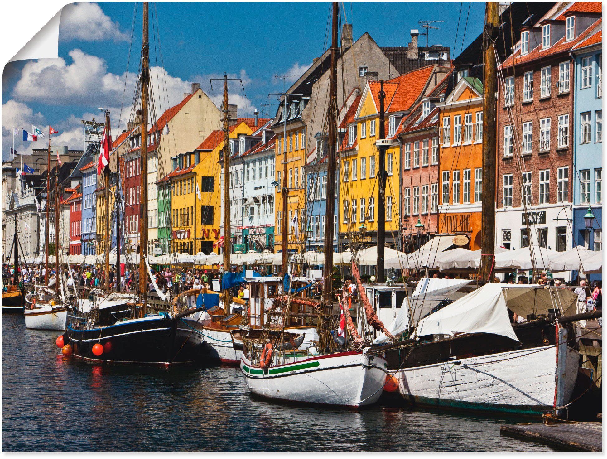 Artland Wandbild Größen Leinwandbild, Kopenhagen in Hafen Wandaufkleber in Poster Alubild, Schiffe oder St), & 2, versch. als Boote alter (1