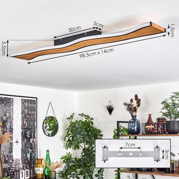 hofstein Deckenleuchte dimmbare Deckenlampe aus Metall/Holz/Kunststoff in Schwarz/Natur/Weiß, LED wechselbar, 3000 Kelvin, Leuchte 40 Watt, 2100 Lumen, dimmbar über Lichtschalter