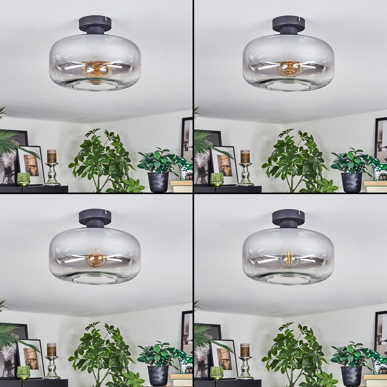 hofstein Deckenleuchte 1-flammige Deckenlampe aus Metall/Glas in Schwarz/Ra günstig online kaufen