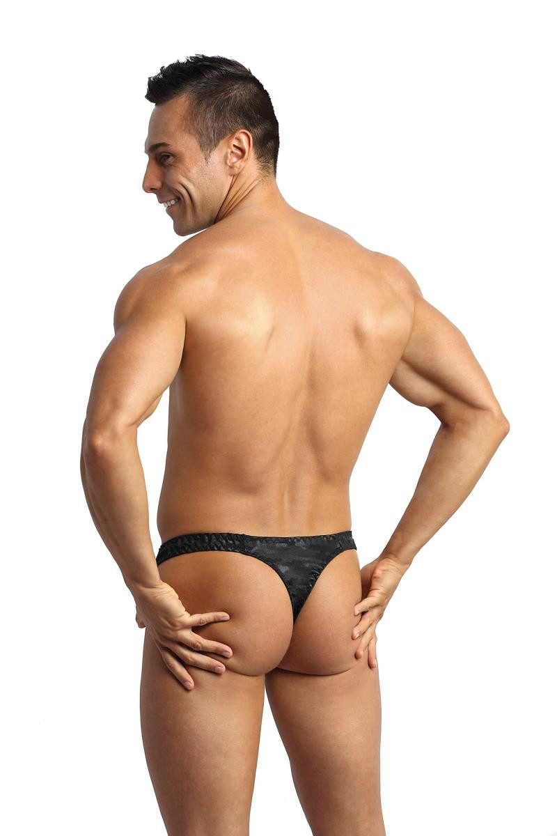 Anais for Men String Herren String in schwarz aus blickdichtem Stoff mit camouflage Print M