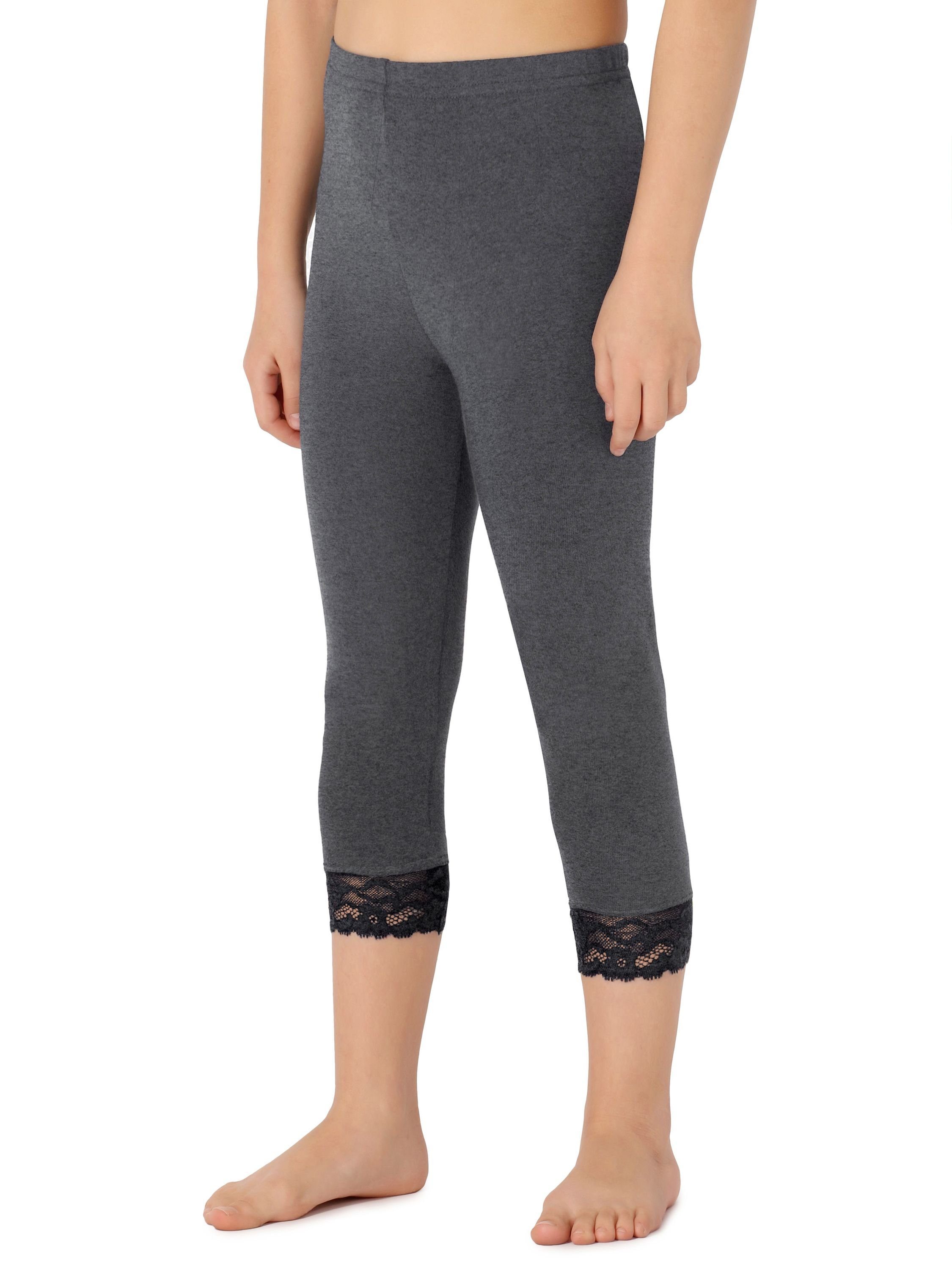 Leggings 3/4 MS10-293 Dunkelmelange Capri Style Mädchen (1-tlg) Bund elastischer Merry Leggings