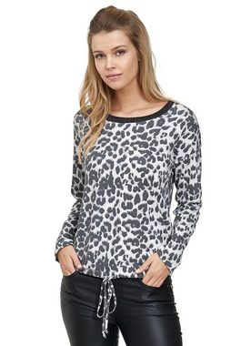 Decay Langarmshirt Longsleeve mit Leoprint und Schnüren