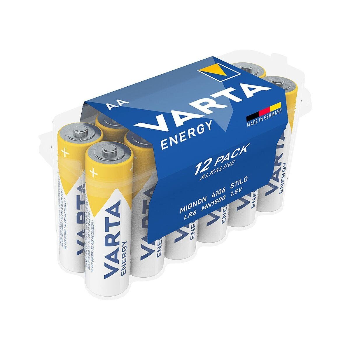 VARTA Energy Batterie, (1.5 V, 12 St), Mignon / AA / LR06 / LR6, 1,5 V, Alkali