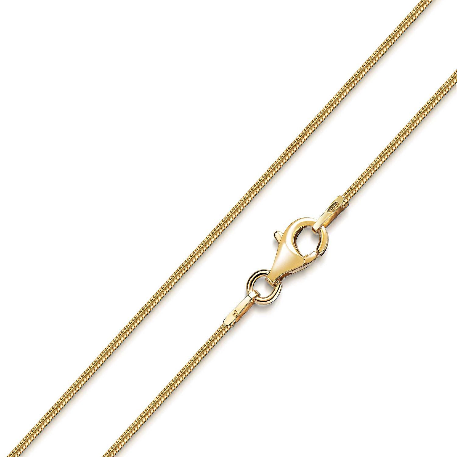 Materia Goldkette Schlangenkette Damen 1mm 40-120cm K126, Sterlingsilber, vergoldet