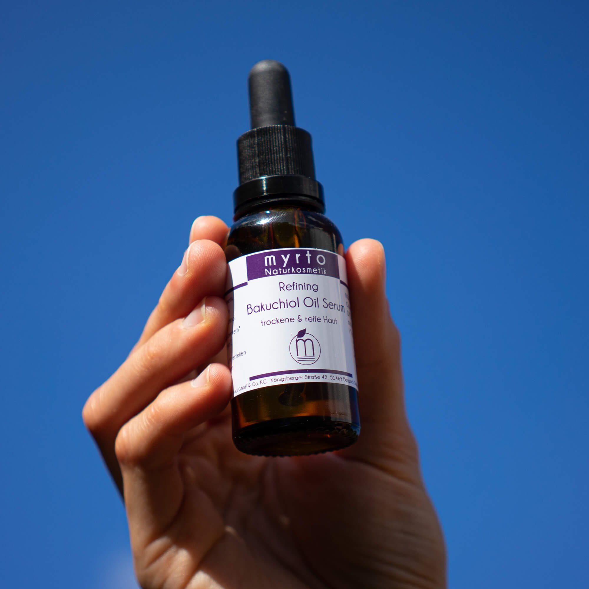 myrto Naturkosmetik Gesichtsserum Refining Bakuchiol Oil Serum - Anti-Aging Ölserum ohne Duftstoffe, Bestbewertung bei Codecheck: 100% EMPFEHLENSWERT (grüner Ring)